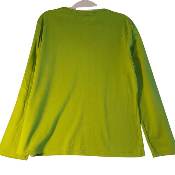 Louise F.D Womens Top Green Size XL Cotton Blend Pullover Long Sleeve Stretch - Picture 2 of 12